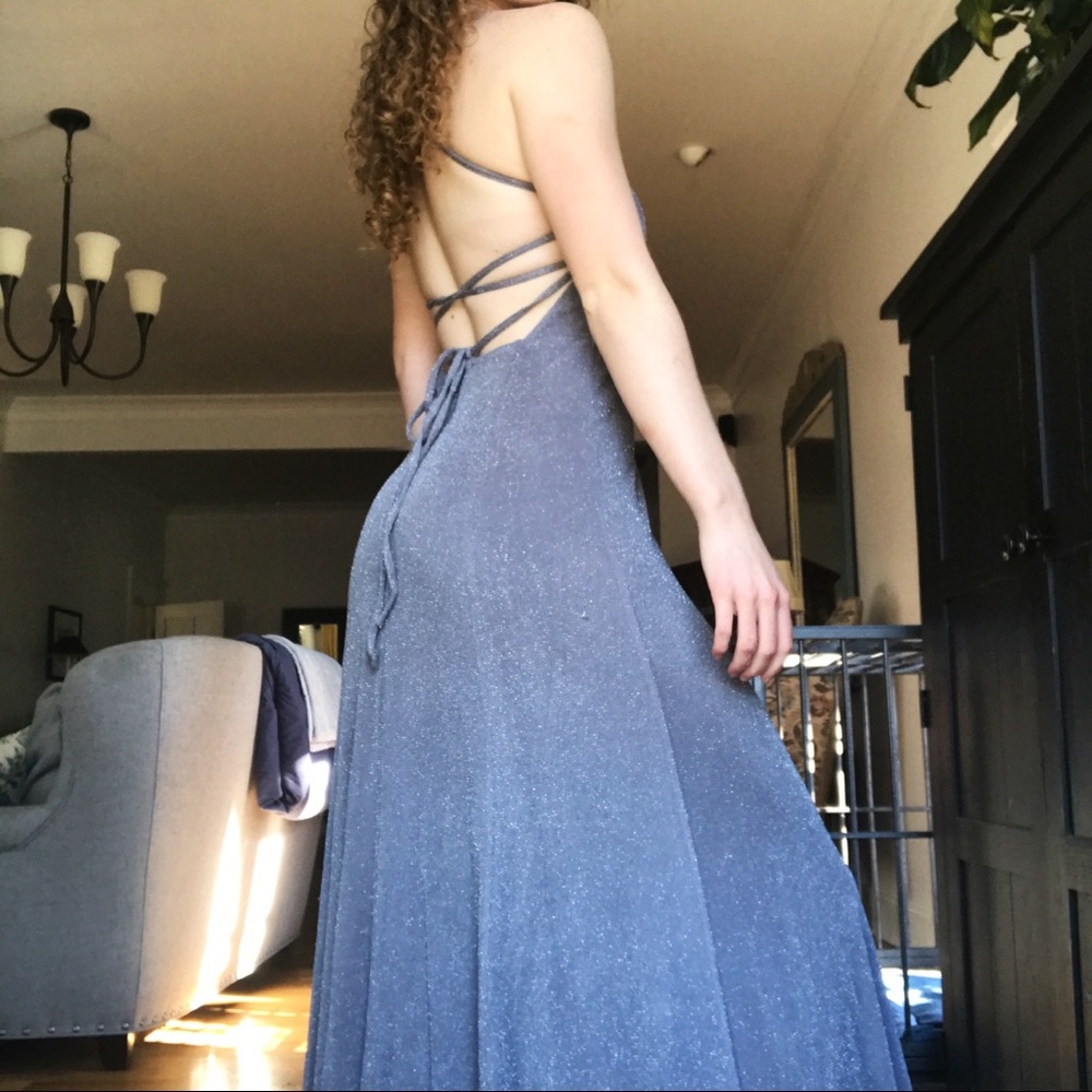 Show Me Your Mumu silver sparkle prom dress